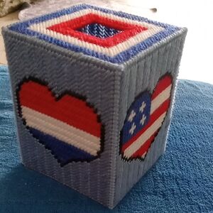 Patriotic Heart Tissue Box Cover